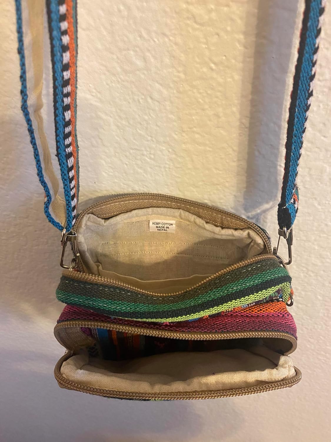 Karma Handicrafts Hippie Eco Friendly THC Free Multicolor Hemp BAG Passport Side PURSE Nepal KB4 - Image 4
