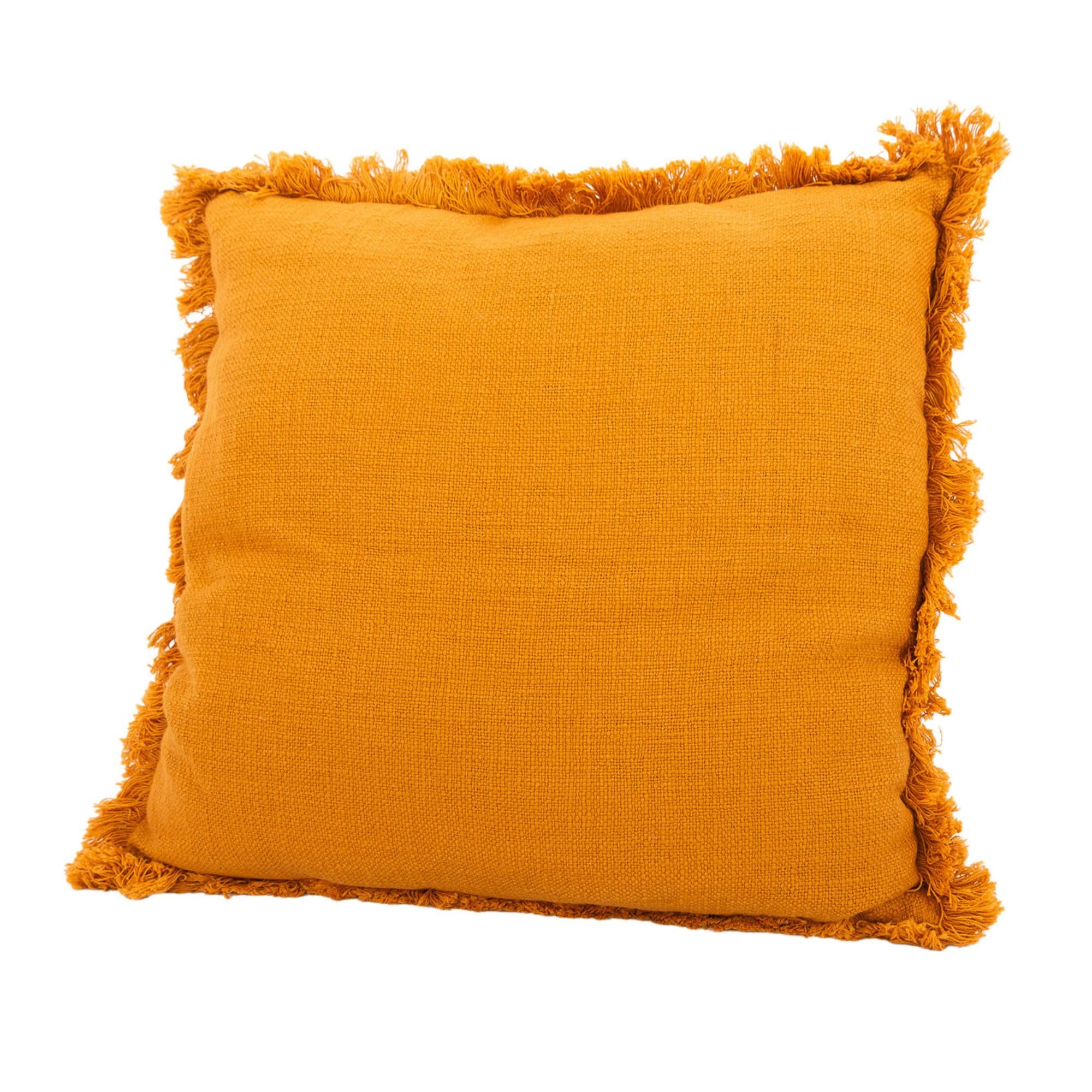 Coussin 45x45cm ocre Point-Virgule en coton recyclé pour canapé et chambre