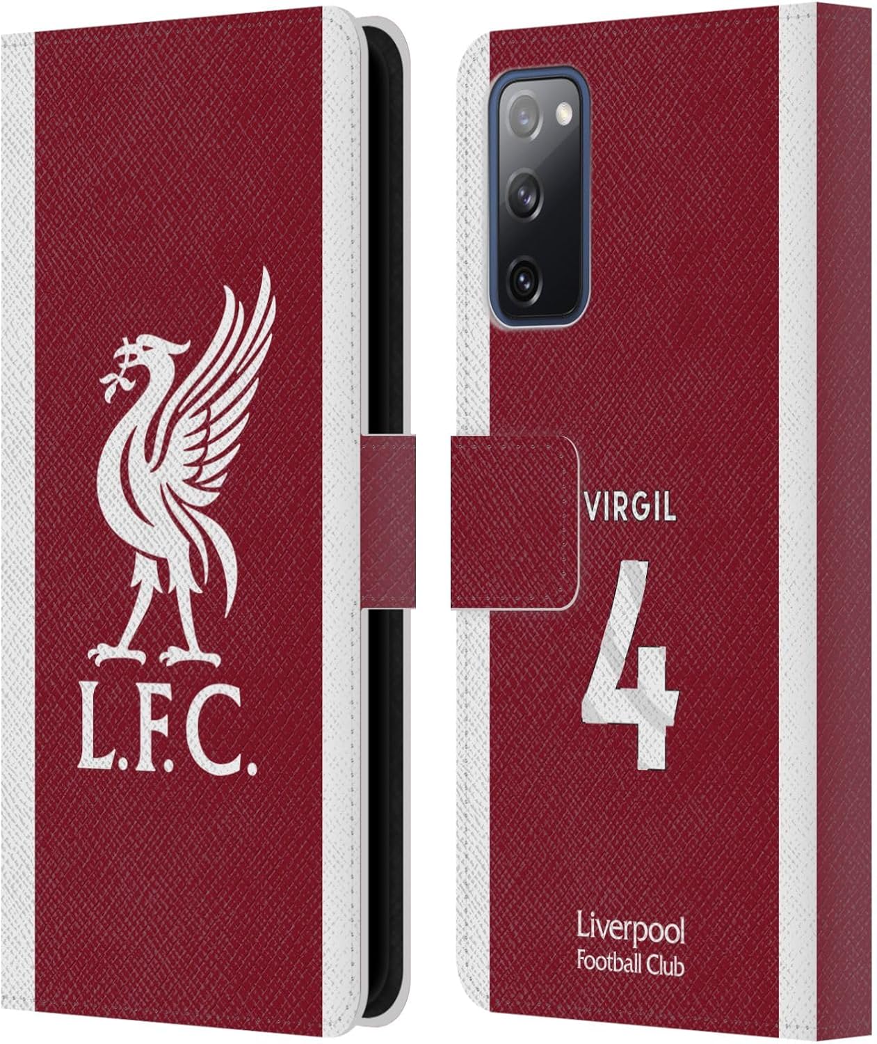 Head Case Designs Officially Licensed Liverpool Football Club Virgil Van Dijk 2023/24 Players Home Kit Leather Wallet Case Compatible with Samsung Galaxy S20 FE / 5G