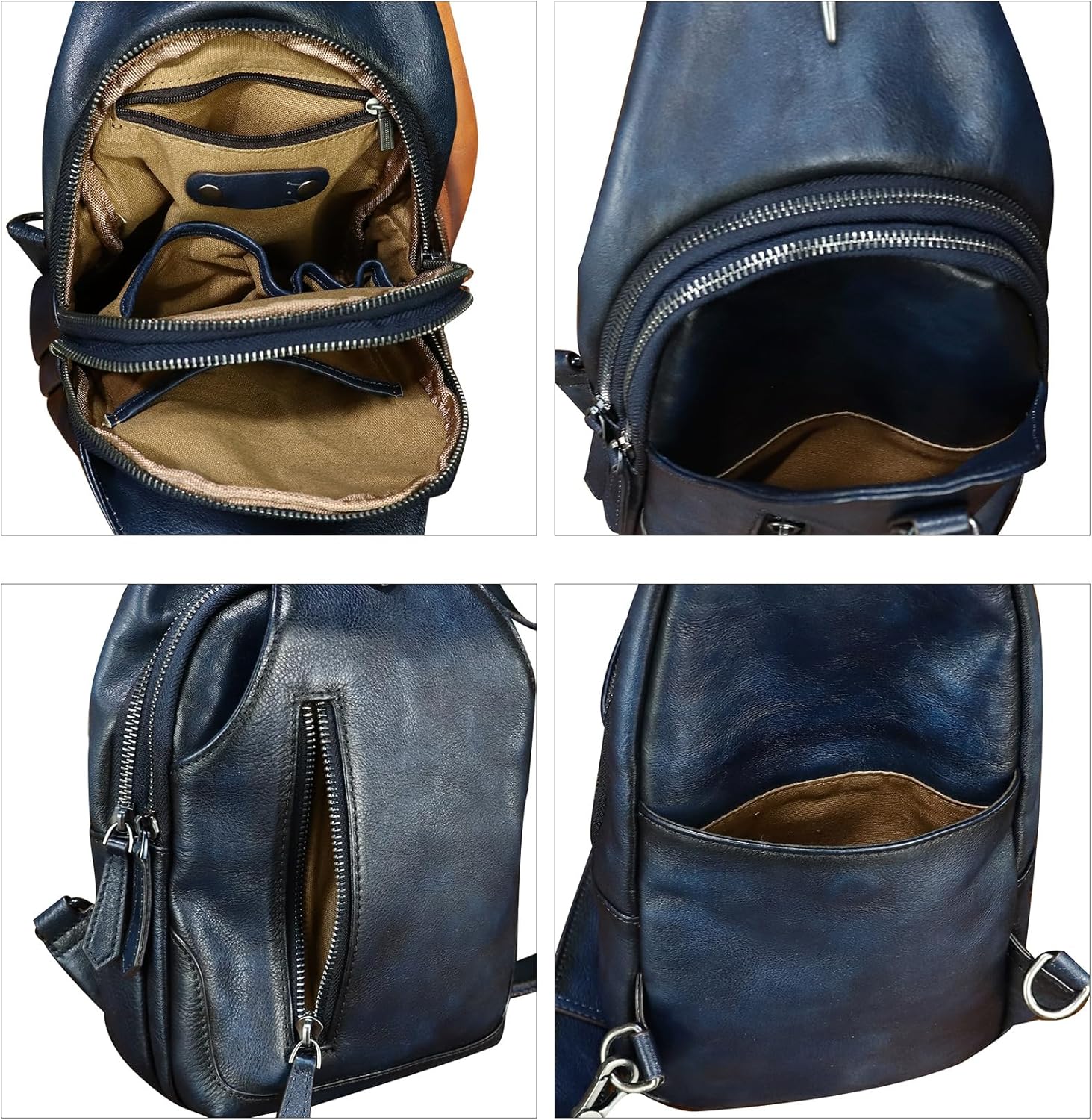 Genuine Leather Sling Bag for Women and Men Vintage Handmade Leather Sling Backpack Fashion Crossbody Bag Chest Purse - Image 7