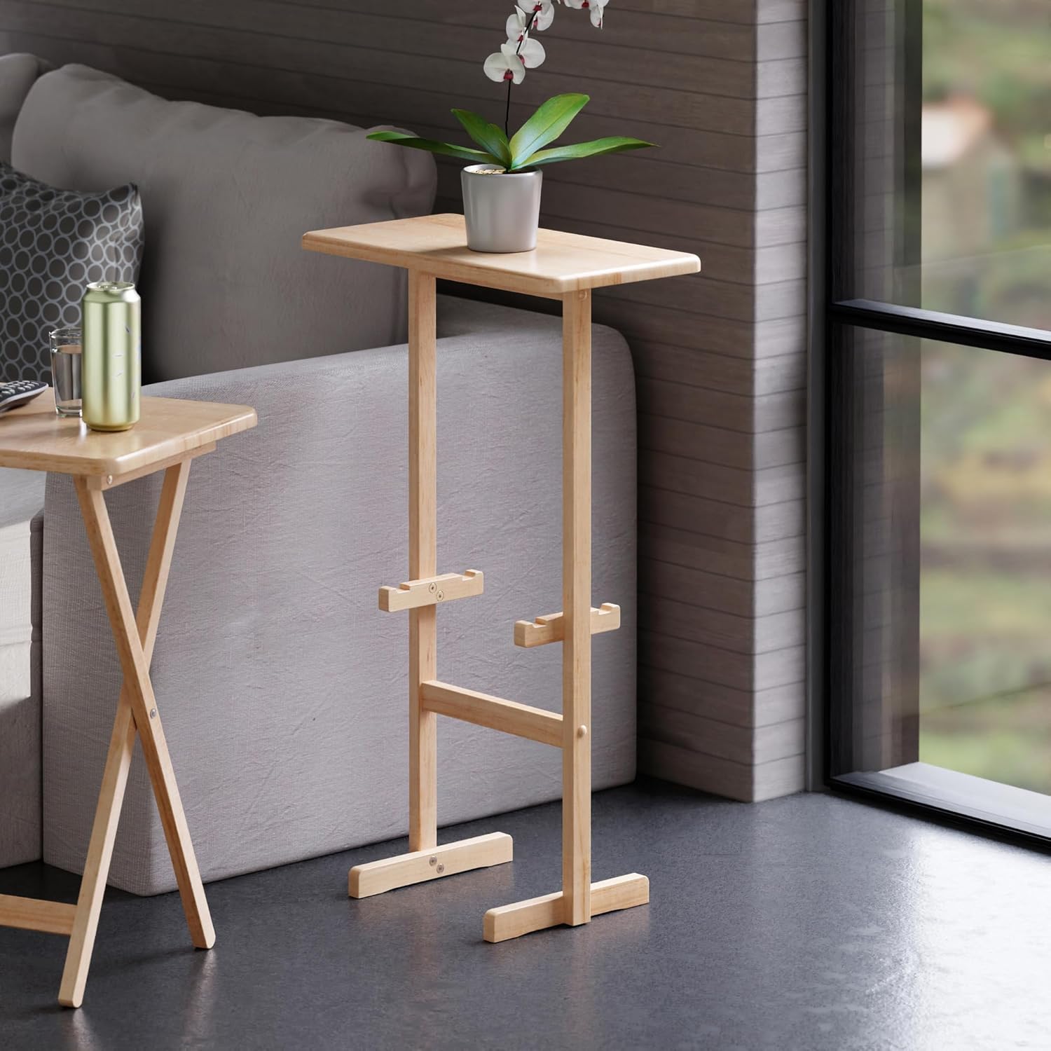 Winsome Riley Snack Table Rack in Natural Finish