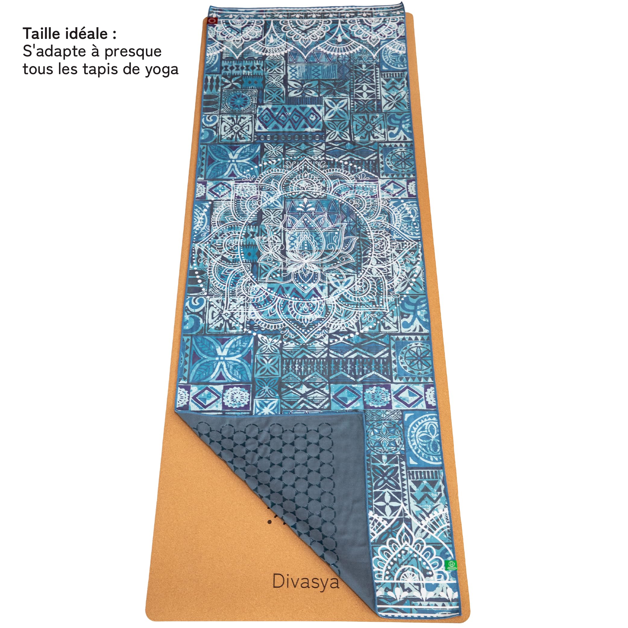 Divasya Lot Serviettes Yoga Microfibre Recyclée - Serviette Antidérapante 183x61cm + Serviette Visage