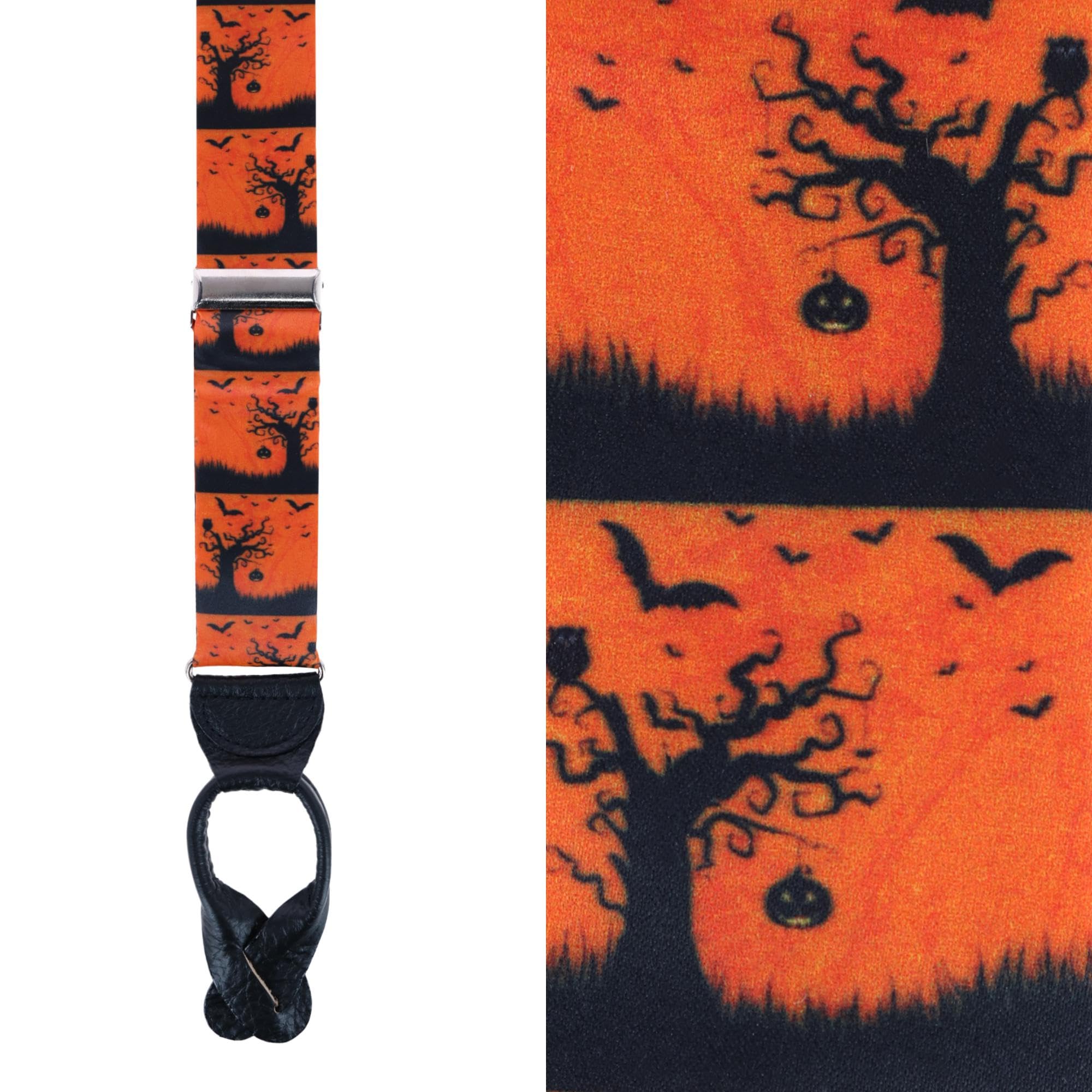 Trafalgar Men's Halloween Spooky Scene Silk Button End Braces (Suspenders),