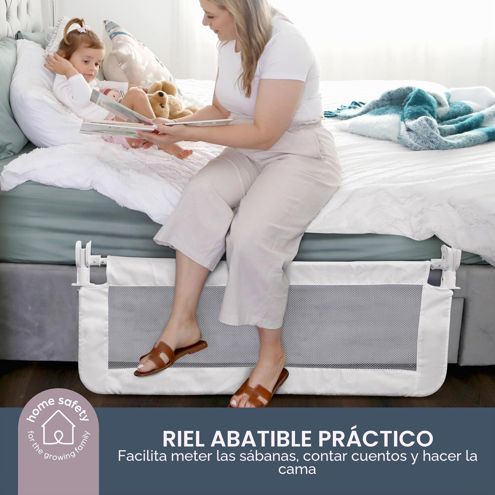 Dreambaby Phoenix F719 - Barrera de Seguridad Plegable y portátil para Cama Infantil, Adecuada para Bases de Cama Planas de hasta colchones de tamaño King, Mide 110 cm de Ancho x 45,5 cm de Alto,