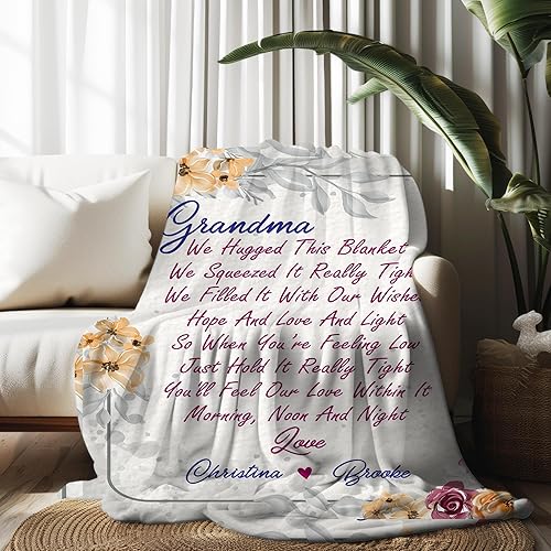 Miniatura 8 de Customized Grandma Blanket, Gifts For Grandma Customized Blanket With Letter, Personalized Grandma Blanket With Customized Text For Grandmother,