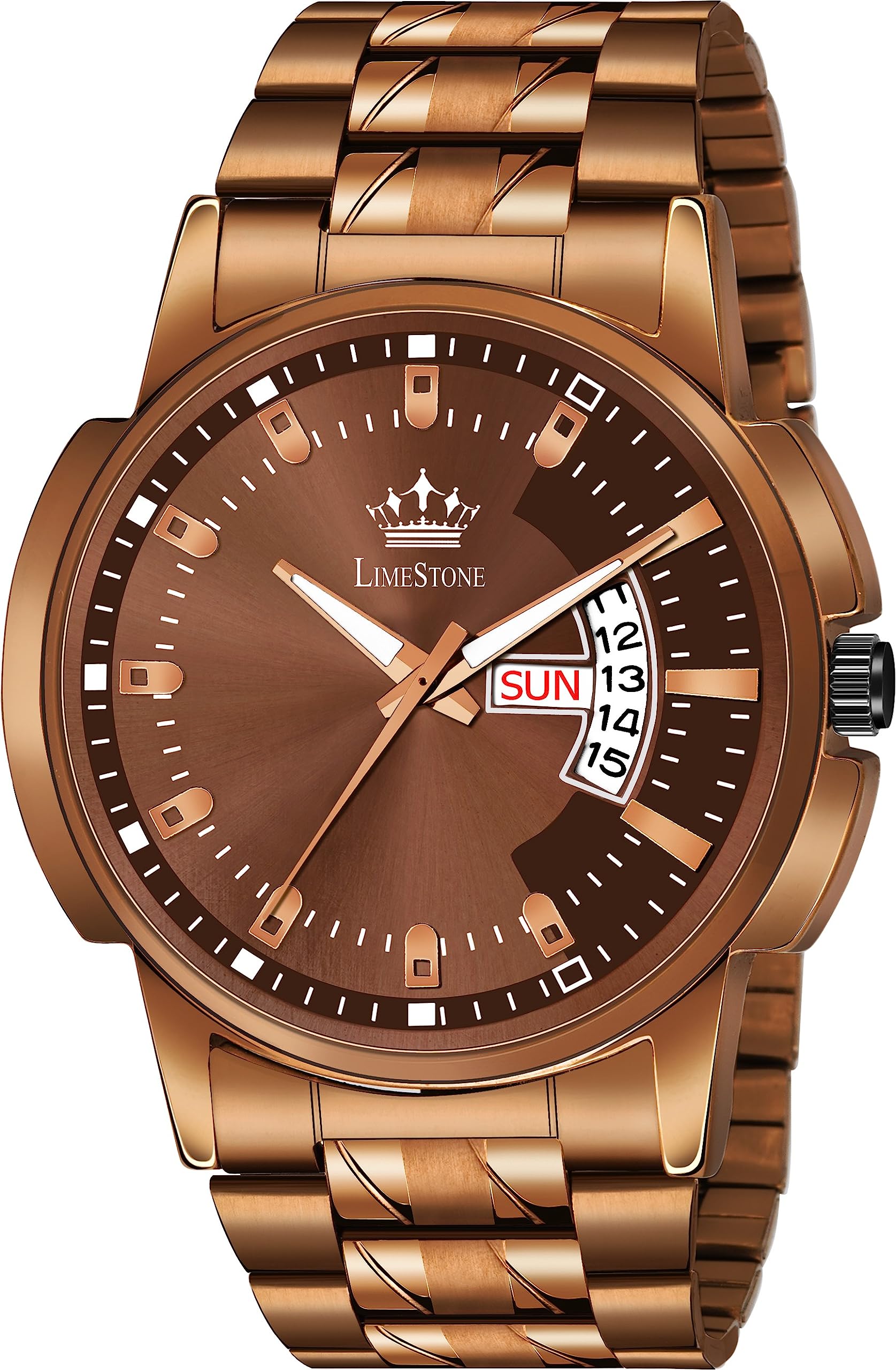 LIMESTONE Day & Date Functioning Original Copper Plated HMTS Quartz Analog Watch - for Men (B0CCHZPYH1) Amazon Price History, Amazon Price Tracker