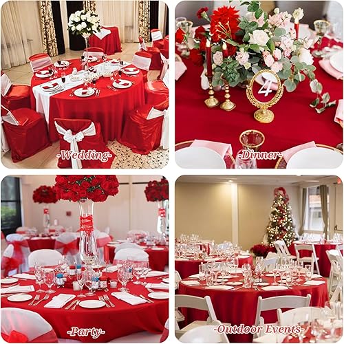 Miniatura 432 de Paquete de 8 manteles redondos blancos de 90 pulgadas, manteles redondos de poliéster lavables para mesa de tela decorativa resistente a
