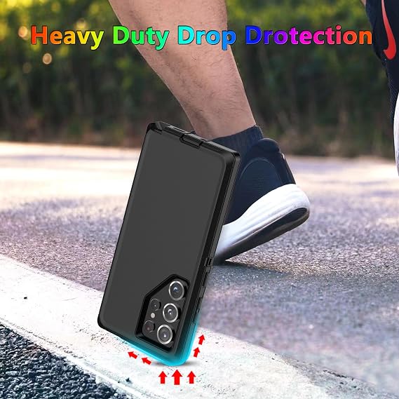 MXX Case Designed for Galaxy S24 Ultra, 3-Layer Super Full Heavy Duty Body Bumper Cover/Shock Protection/Dust Proof, Designed for S24 Ultra case 5g 2024 (Black)