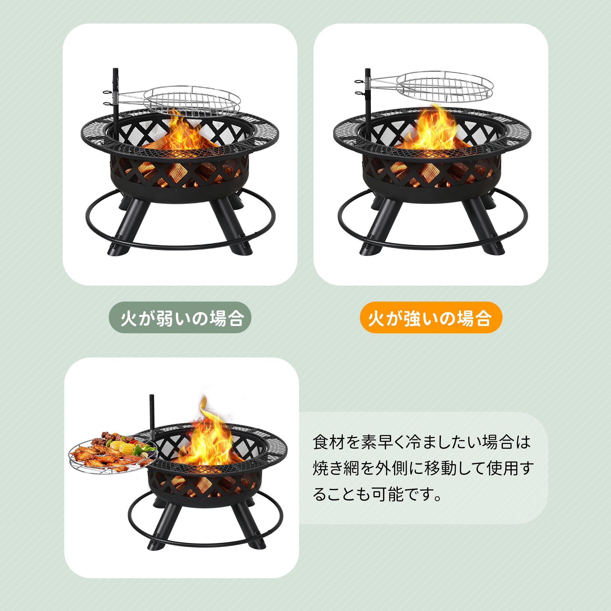 焚き火台 ファイヤーピット BBQコンロ 大型 二次燃焼 スチール ブラック Amazon | 【ブラック】OSJ ファイヤーピット 焚き火台 バーベキュー
