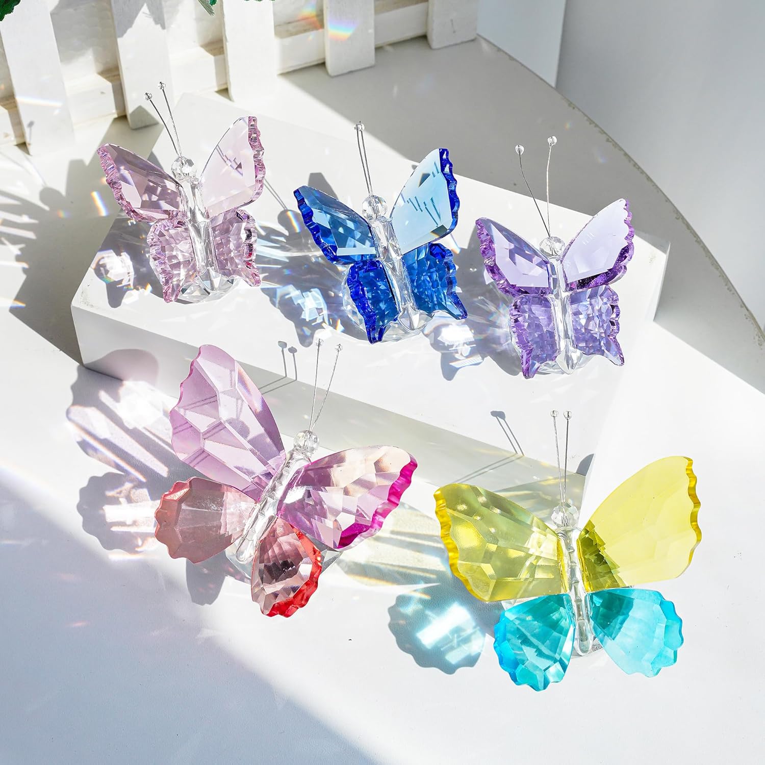 H&D HYALINE & DORA Crystal Butterfly Figurine Glass Butterfly with Ball Base Statue Collectibles Figurines Gifts for Women Mom(Rose Red & Pink) - Image 8