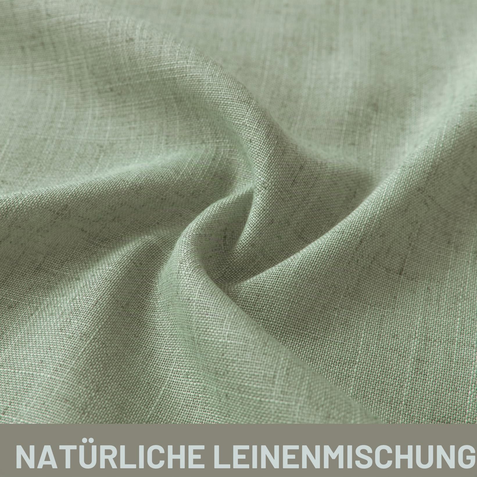 KOUFALL Salbeigrüne Leinen Vorhänge 213 cm Boho Bettvorhänge 2 Paneele Set Schlafzimmer