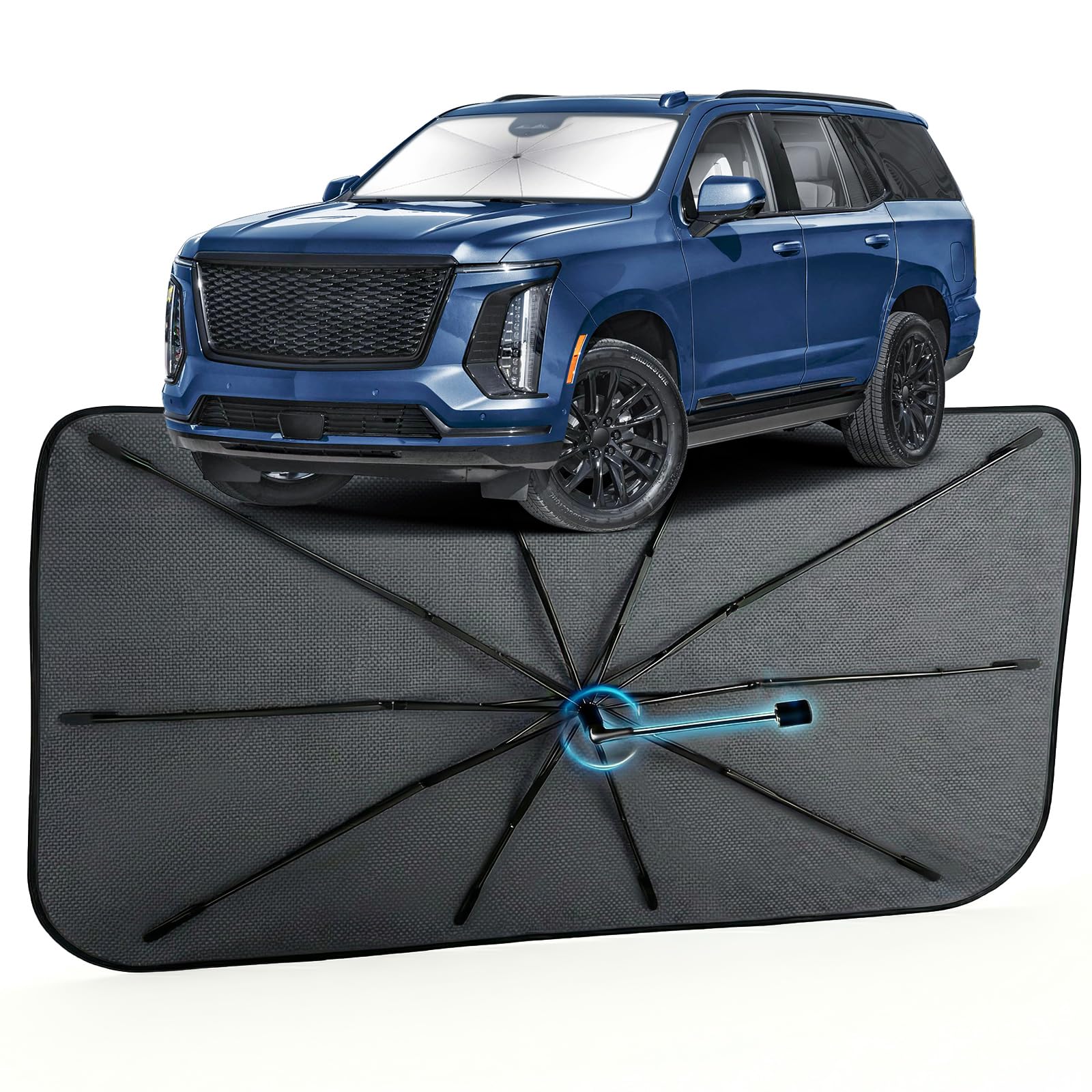 Car Windshield Sun Shade Umbrella for Cadillac Escalade 2021-2026, 1:1 Fit