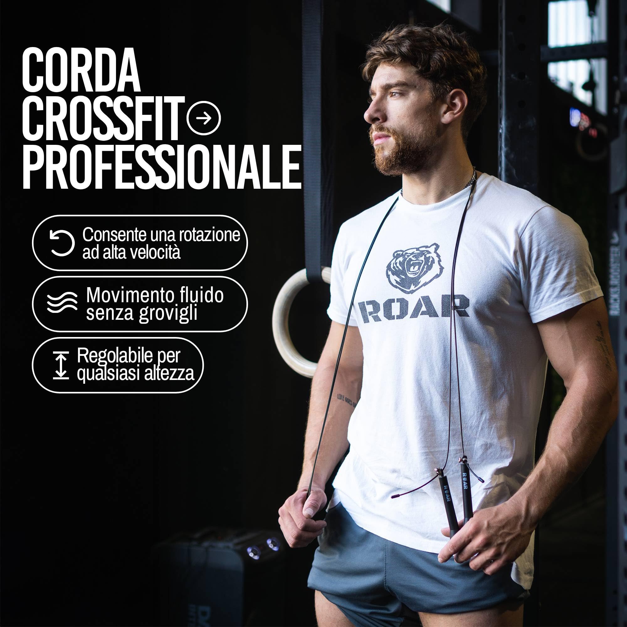 Roar® Corda Per Saltare Professionale, Crossfit, Boxe, Allenamento Veloce, Jumping Speed Rope
