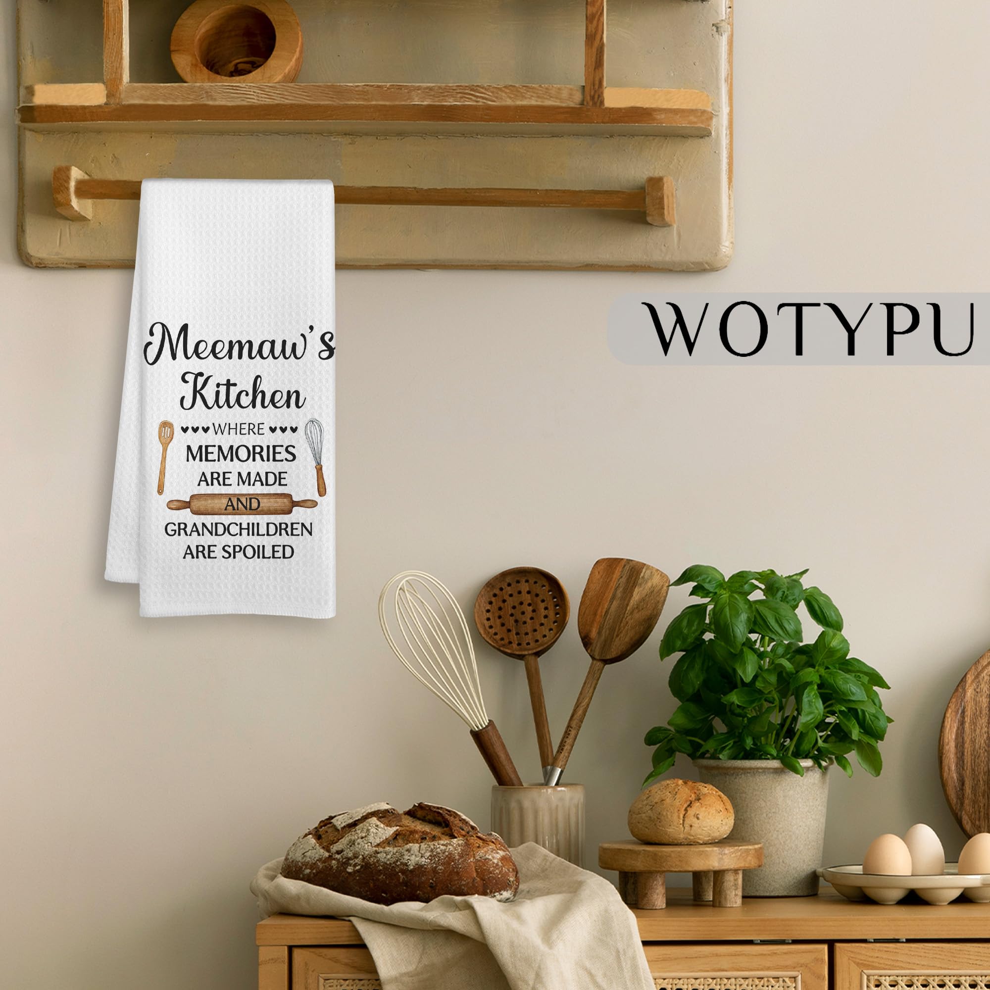 Meemaw Gifts Kitchen Towels, Meemaw Grandma Gifts for Birthday Thanksgiving Christmas from Grandkids Dish Tea Towel for Kitchen Decor, Grandmother Gift Hand Towels, 16X24 Inch