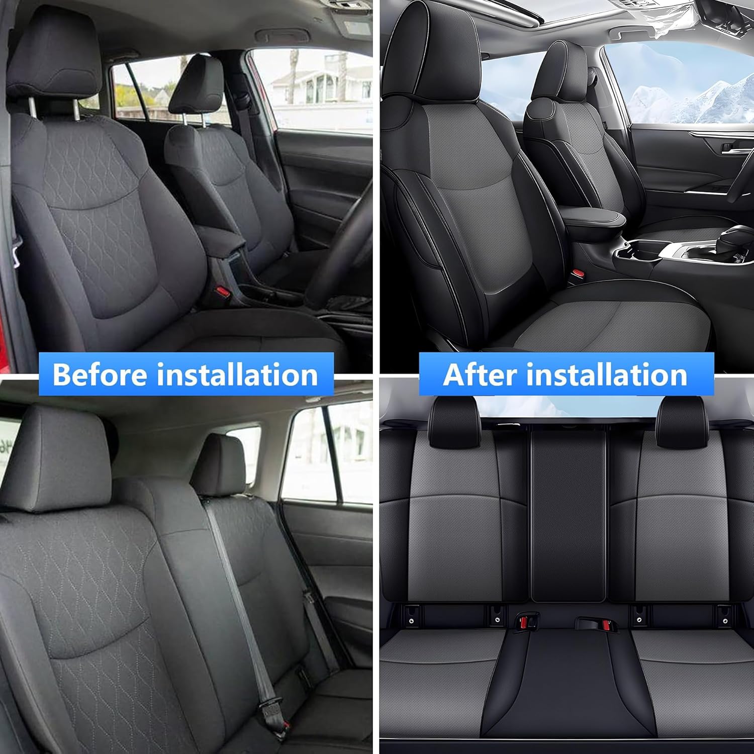 TTX LIGHTING Custom Fit Seat Covers for Toyota Corolla Cross L,LE,XLE 2022 2023 2024 2025 2026 (Not for Hybrid), Faux Leather Full Set Corolla Cross Car Seat Covers Black/Grey