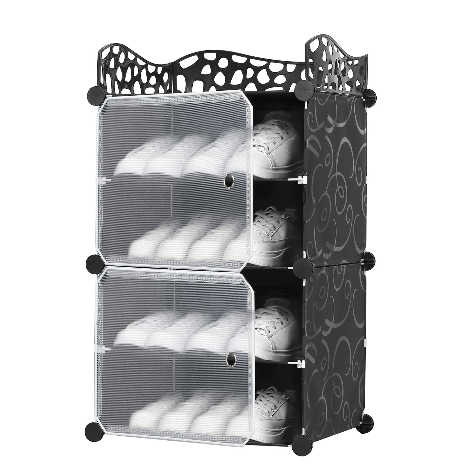 Buy KING&CINLM Shoe Rack 4 Cube Black Shoe Storage Plastic Shoe Shelves Space Saving