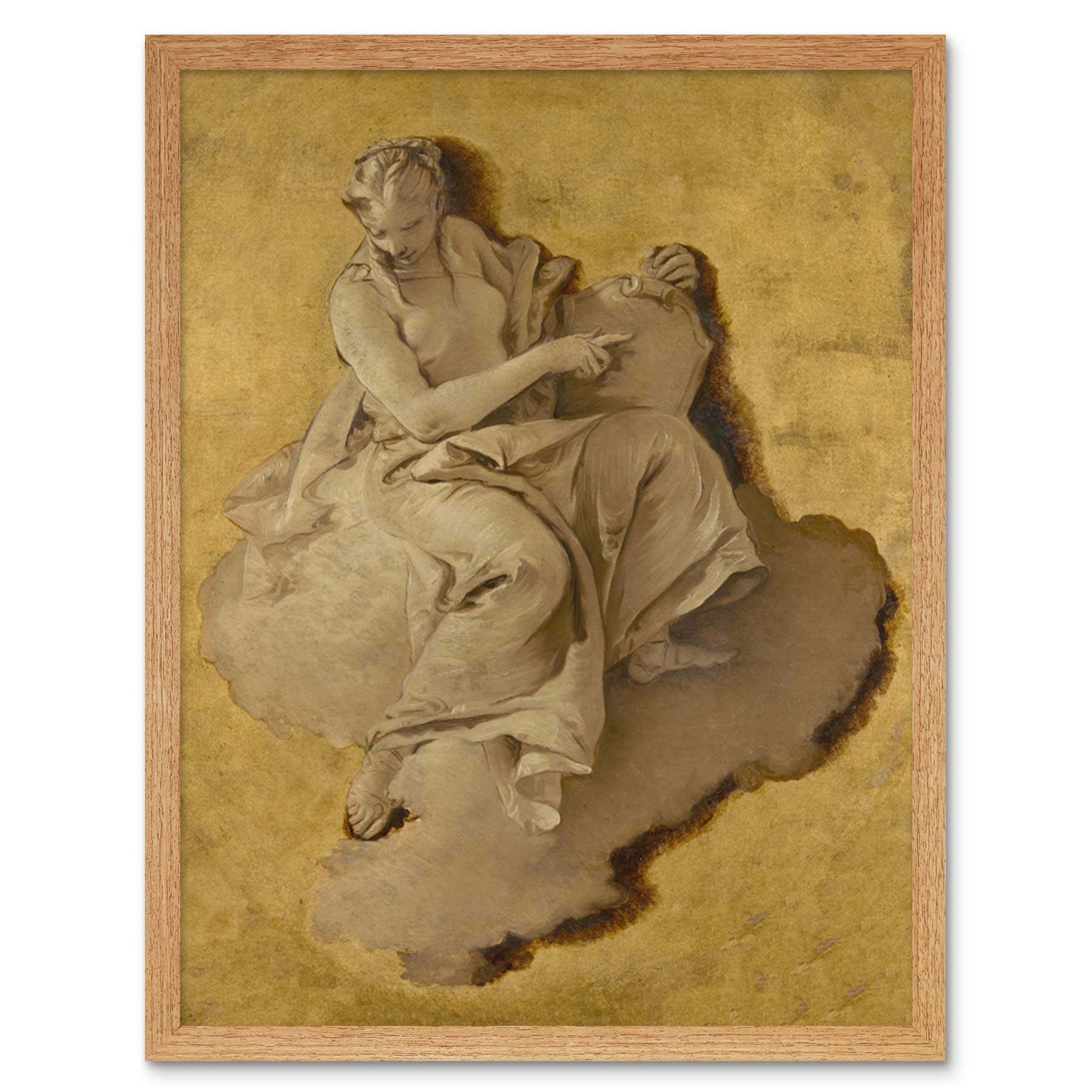 Artery8 Tiepolo Allegorical Figure Woman With Shield Mirror Art Print Framed Poster Wall Decor 12x16 inch