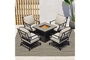 5-Piece Outdoor Furniture Conversation Sets with 32-Inch 40000 BTU Heat Propane Gas...