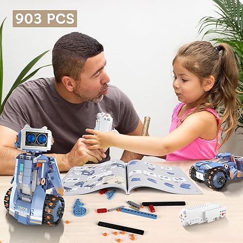 Miniatura 8 de YESHIN Juguetes STEM de construcción de robots proyectos STEM 5 en 1 para niños de 8 a 12 años, kit educativo de codificación de control remoto y