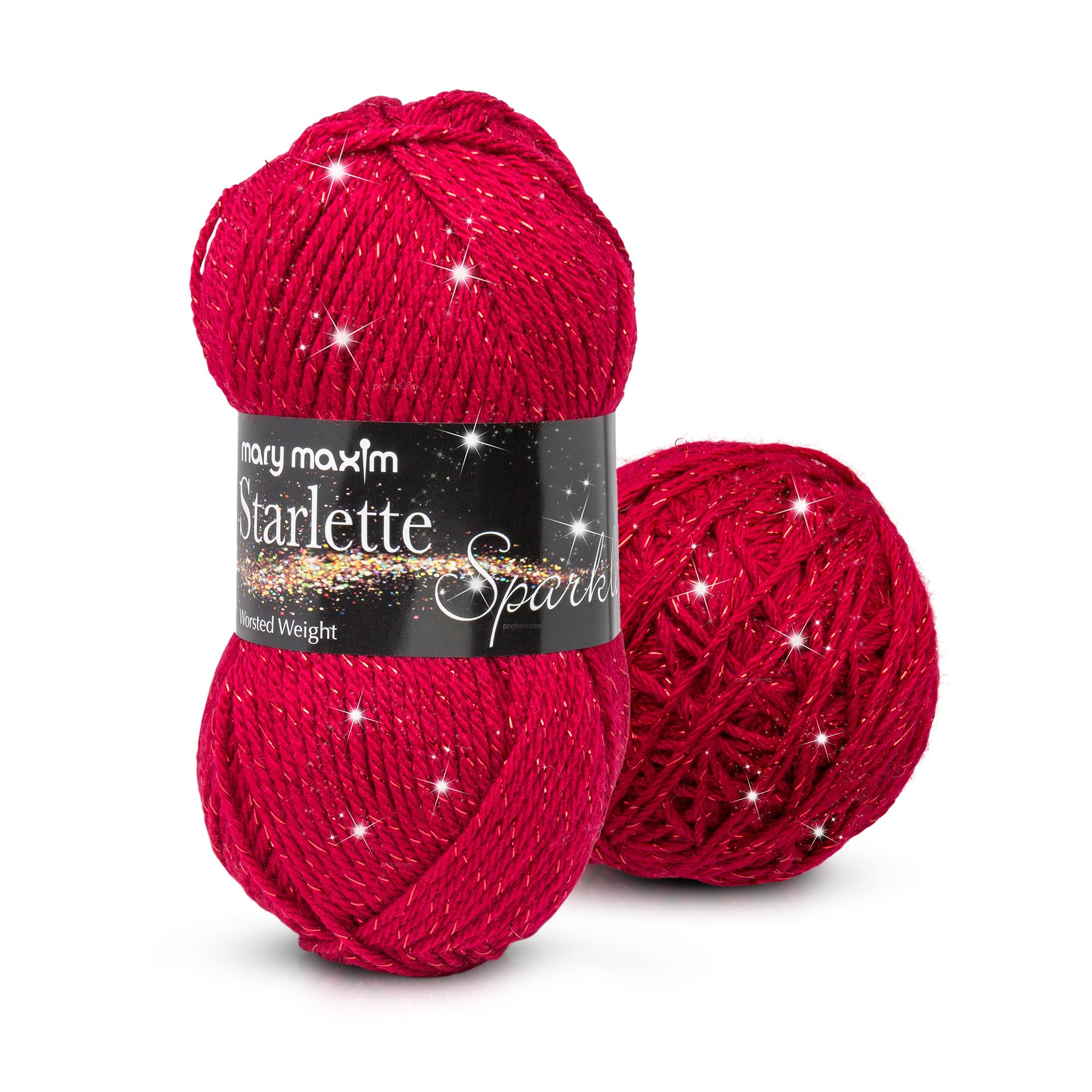 Mary Maxim Starlette Sparkle Yarn, 4 Medium Worsted Weight Yarn for Knitting and Crocheting, Acrylic Polyester Blend for Blankets, Clothing, and Decor, 196 Yards Ruby Red