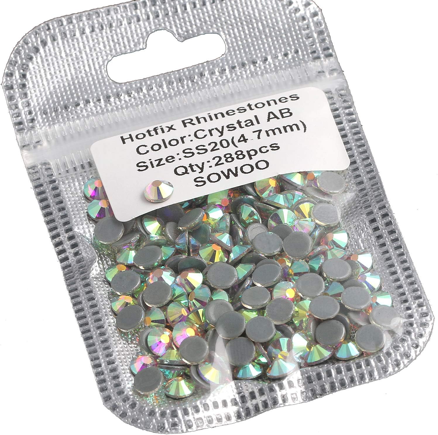 Hotfix Rhinestones Round Shape Flatback Crystal Glass Loose Beads were Fantastic to Decorate Wedding Dresses Shoes Article Containers and Nails|288PCS 16 Facets SS20 Precision Cut Crystal AB|SOWOO