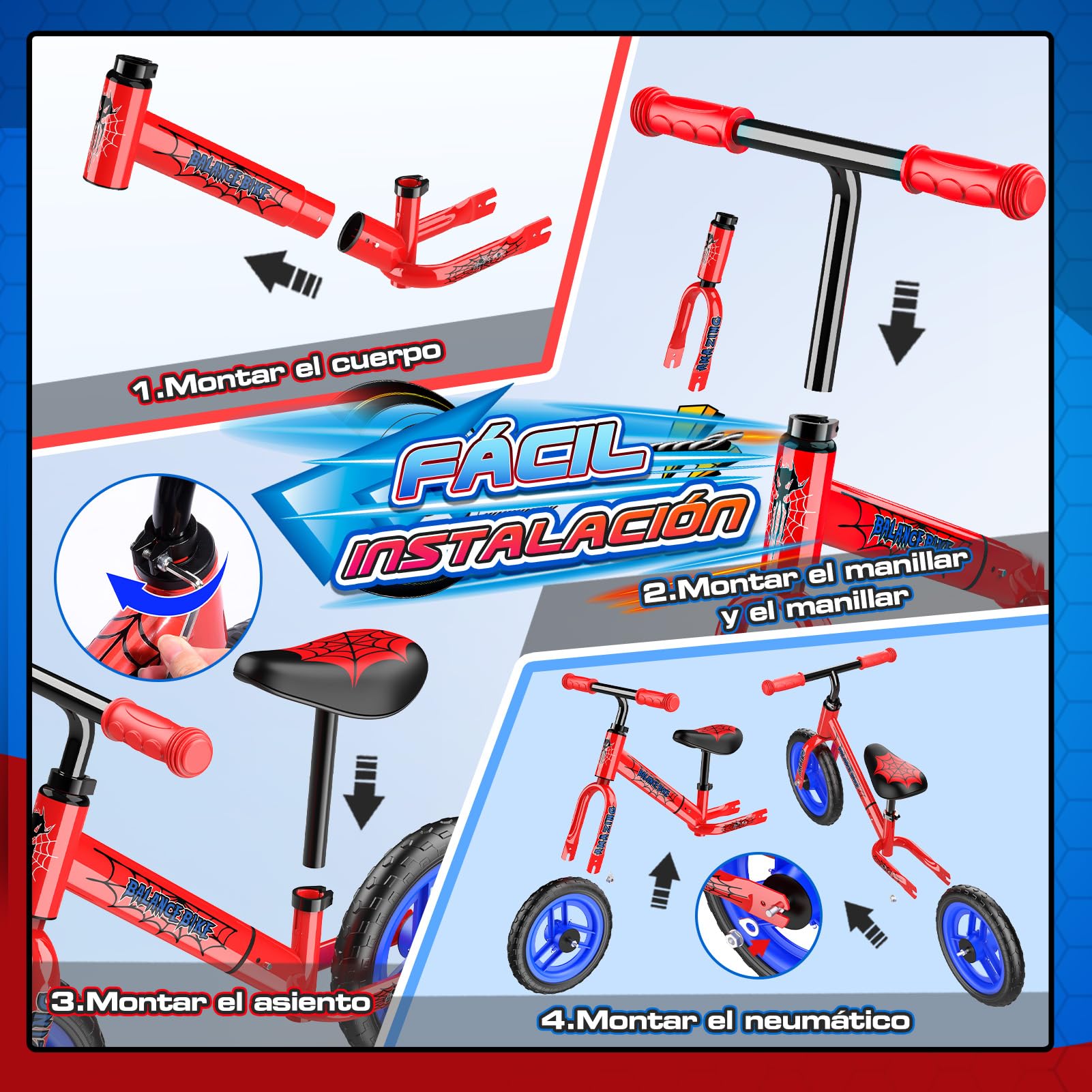 Braxel Bicicleta sin Pedales para Niños de 2 a 6 Años hasta 35 KG, Juguetes Niños 2 3 4 5 6 año Regalo Niño, Andador Niño Bici Bebe con Luminosas