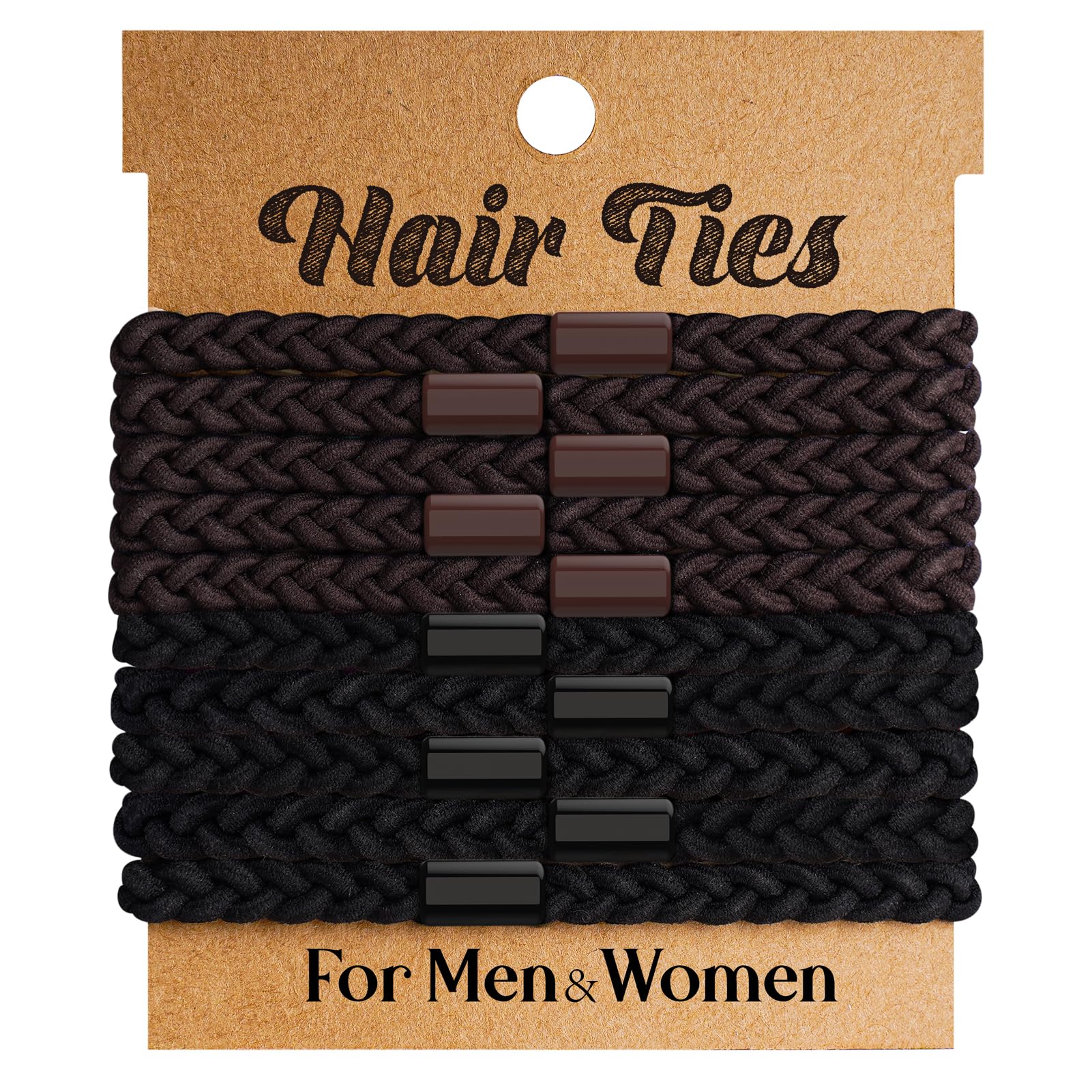 EasYoung 10pcs Braided Mens Hair Ties for Guys for Buns Curly Thick Dense Hair Elastic Hair Ties For Men & Women