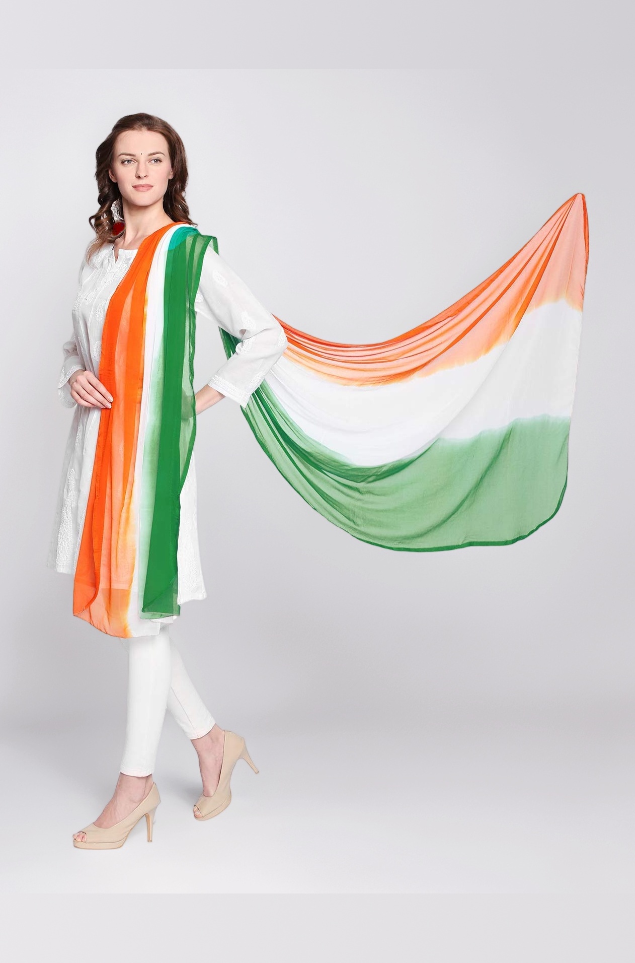 DUPATTA BAZAAR Multicolour Chiffon Dupatta republic day