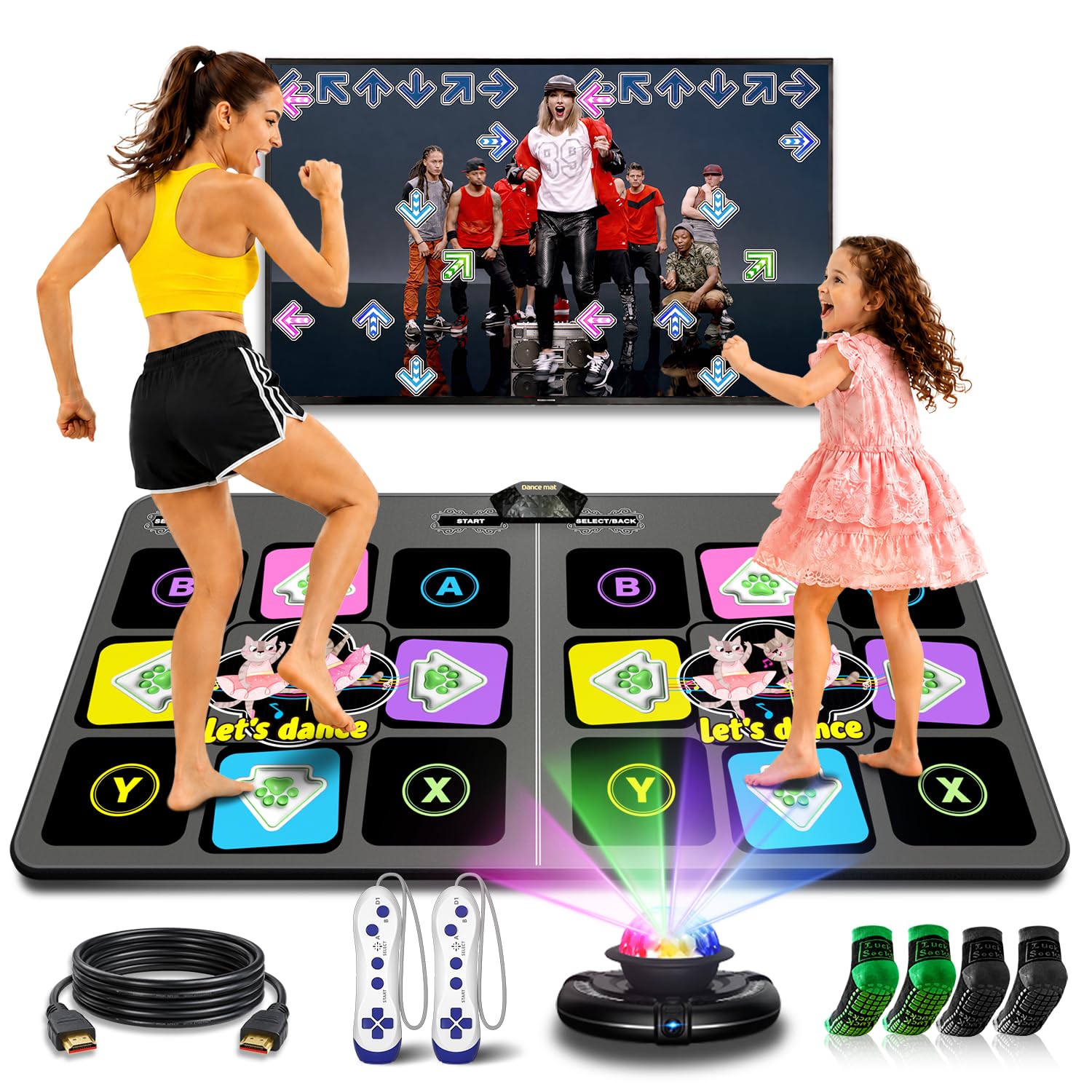 Dance Mat for Kids & Adults - Wireless Electronic Dance Pad with HDMI Plug & Play, 2-Player Dance Game Mat, Exercise Mat for Family Parties, Birthday Gift for Boys Girls Ages 6+