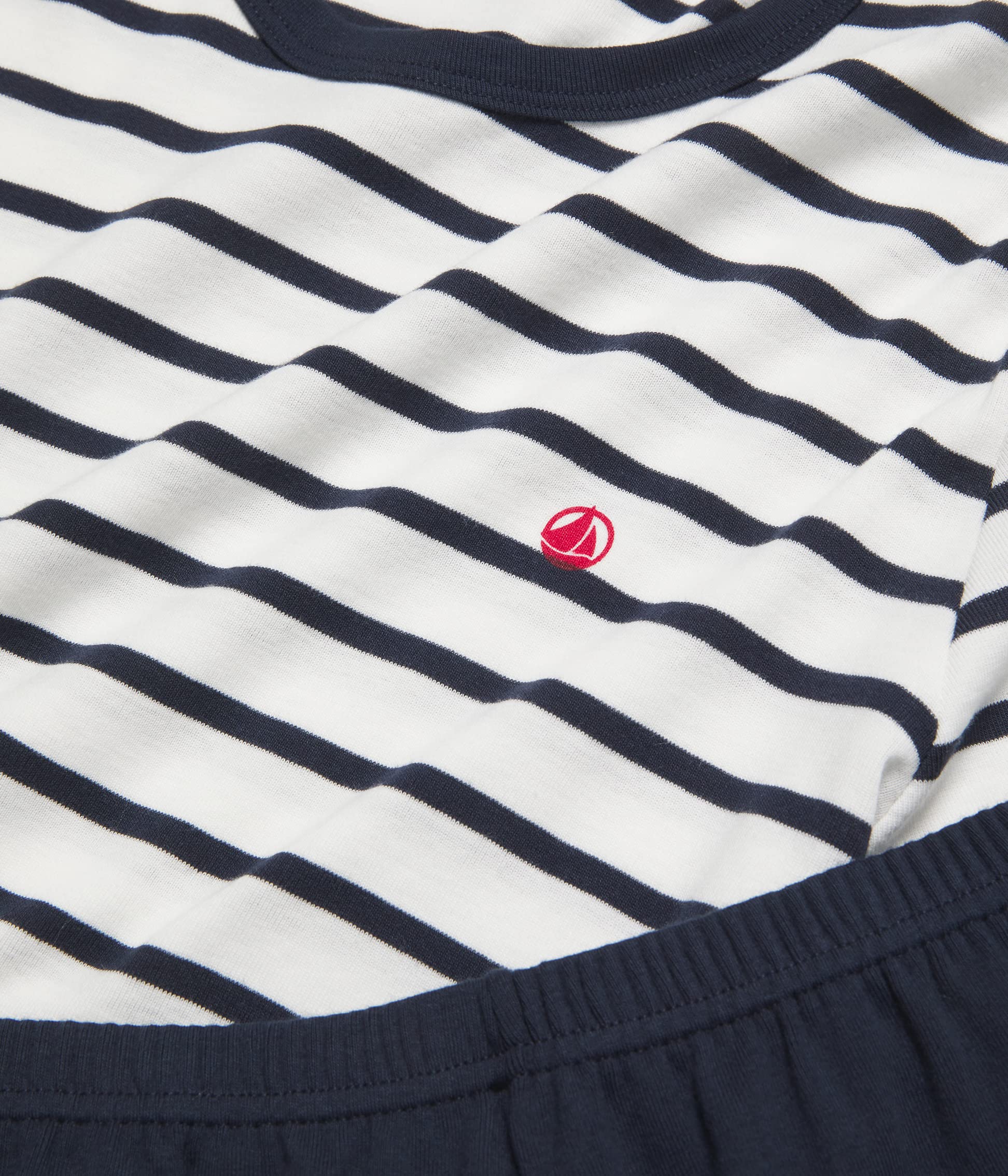 Petit Bateau Piżama chłopięca, Biały Marshmallow/Niebieski Smoking, 18 ans