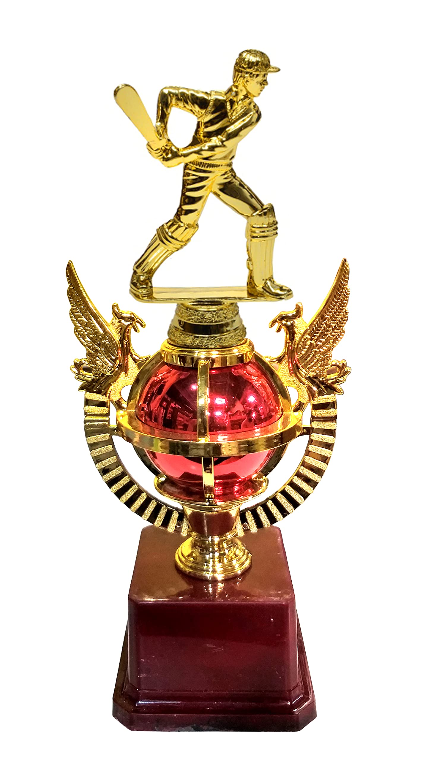 Be Win Winner Red OR Blue Fibre Batsman on Round Cup Trophy for Cricket Matches, Events, Functions, Tournament, & School Games Size 11" Inches-image-35