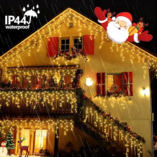 Miniatura 7 de YEGUO 800 luces LED de carámbano de 66 pies para exteriores, 160 gotas de luz de Navidad conectable, 8 modos de luces de carámbano de Navidad