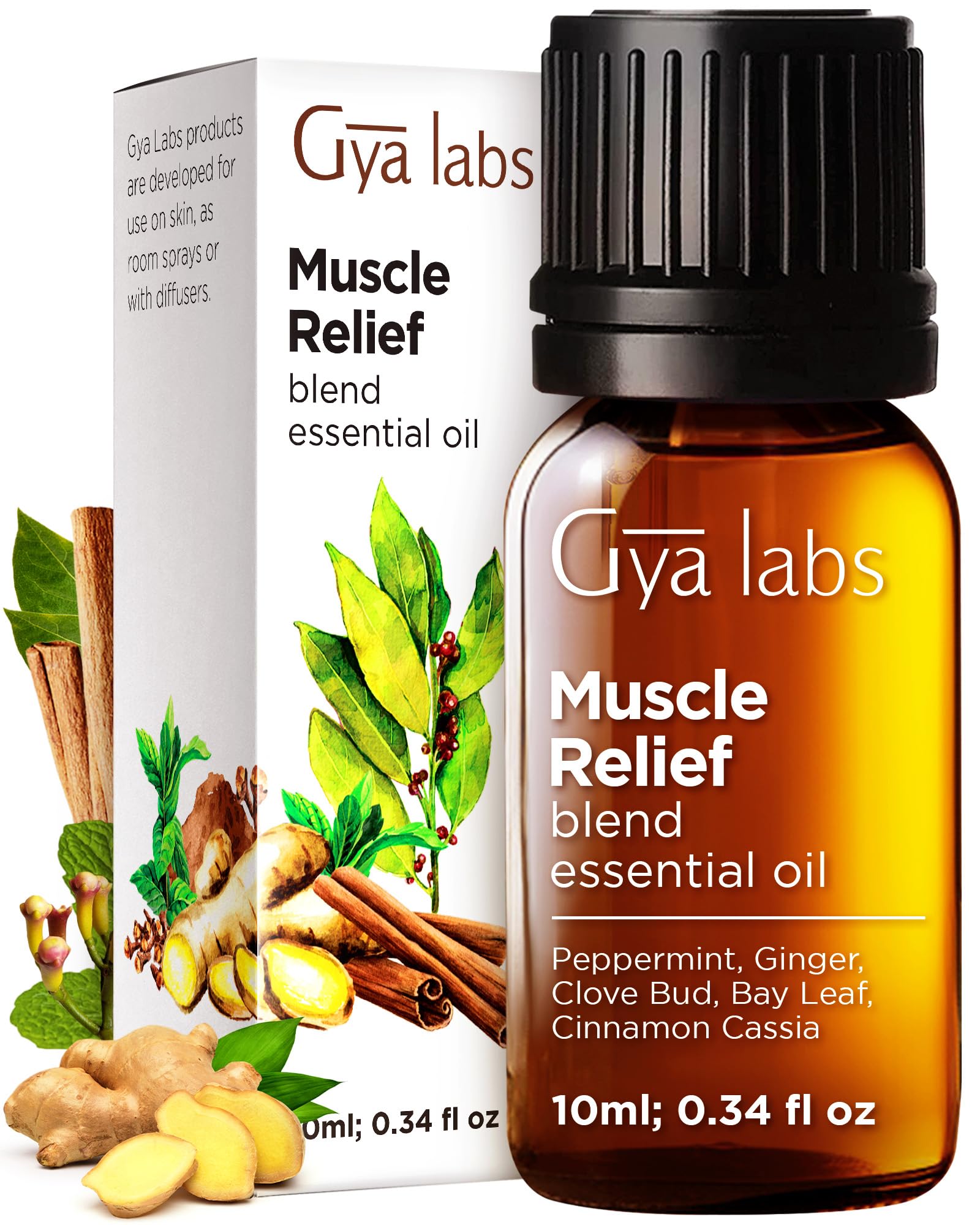 Gya Labs Muscle Relief Essential Oils Blends - 0.34 Fl Oz - for Diffuser, Home, Humidifier, Aromatherapy and DIY Candle Making Scents
