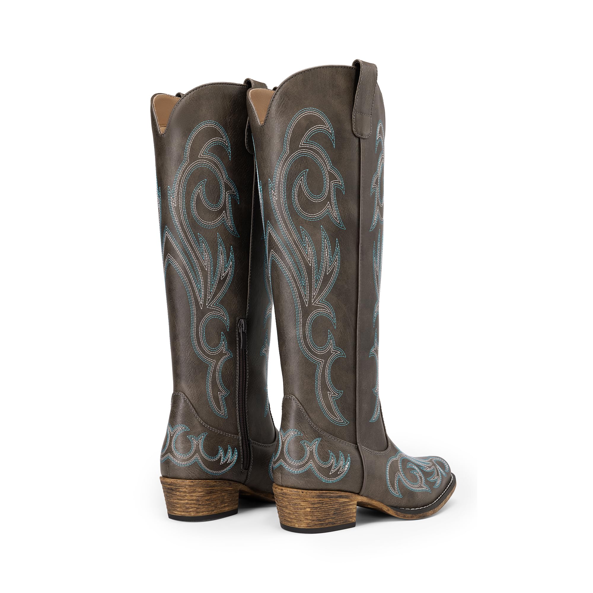 DREAM PAIRS Bottes Femme Style Western Cowgirl Confortables Bottes Cowboy Hautes Knee High avec Fermeture Éclair Latérale