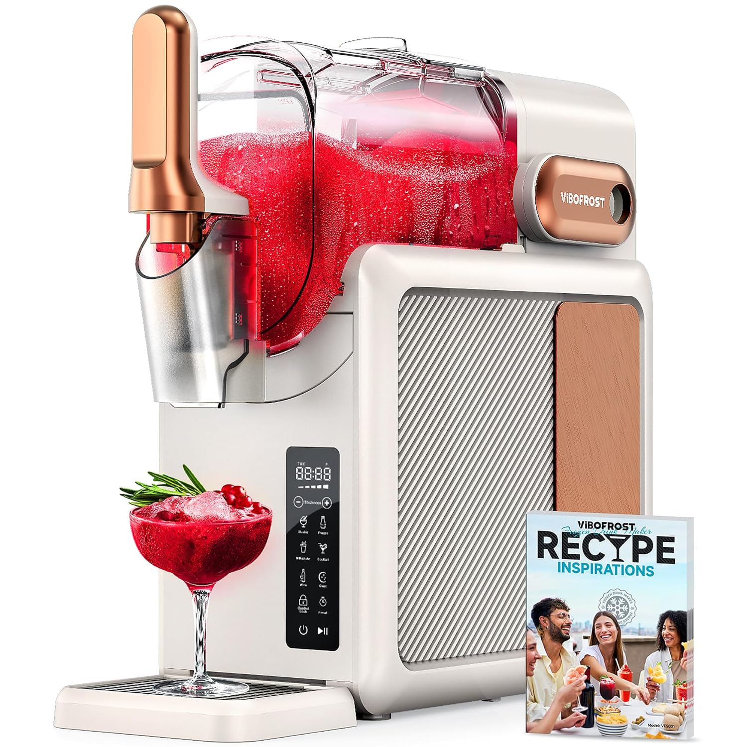 9-in-1 Slushie Machine for Home,88oz Frozen Drink Maker with Rapid Cooling&Auto-Clean,Quiet Ice Slush Maker for Margaritas,Milkshakes,Frappés&More, Perfect for Parties (Ivory)