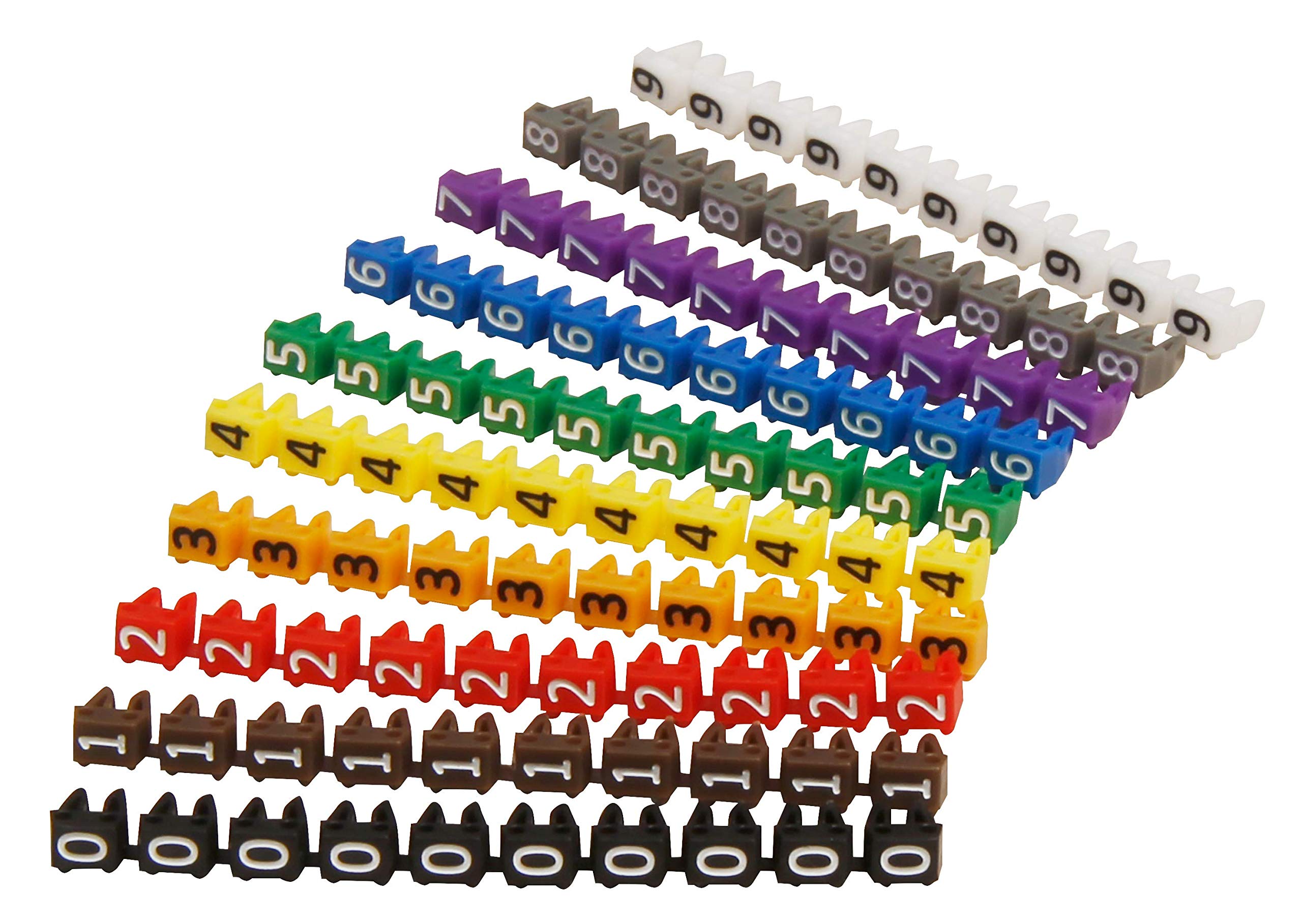 MC POWER Kabelmarker-Clips 100er-Pack – Ziffern 0–9, für Kabel bis 3 mm