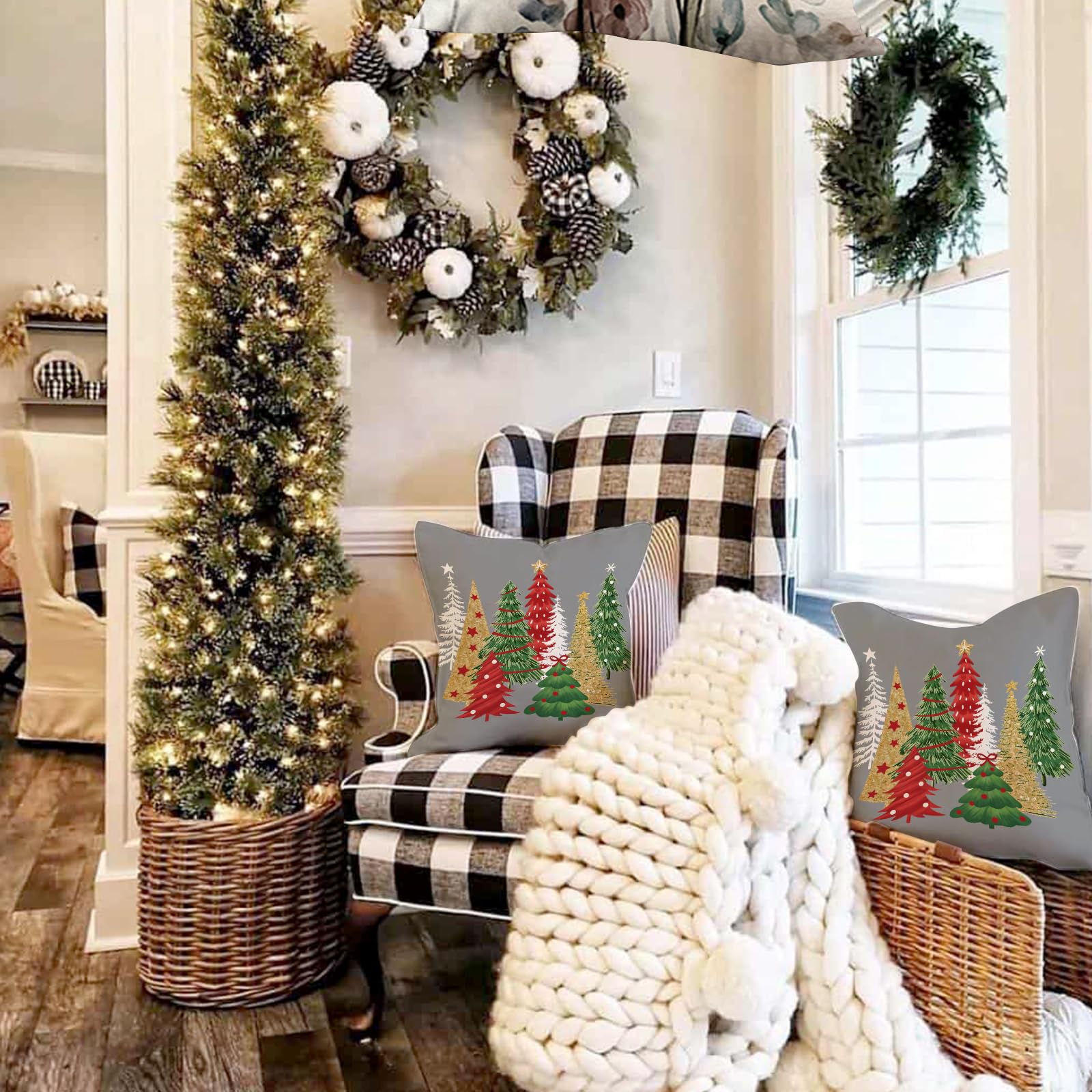 ZWJD Christmas Decor Christmas Cushion Covers 40x40 cm - Image 4