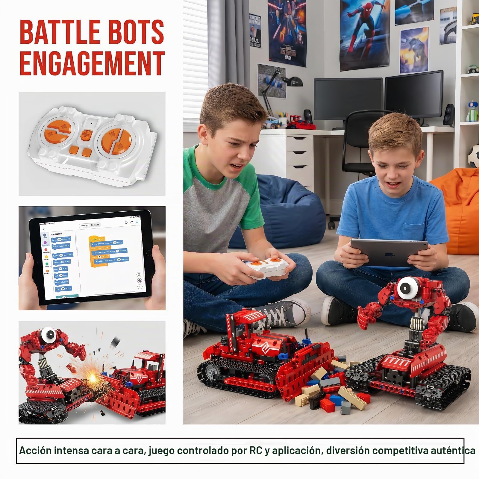 Kit Robot Programable 5 en 1, 495 Piezas, Siguelíneas | Cinco construcciones con programación por app, control RC, función siguelíneas y orugas para variar los proyectos robóticos.