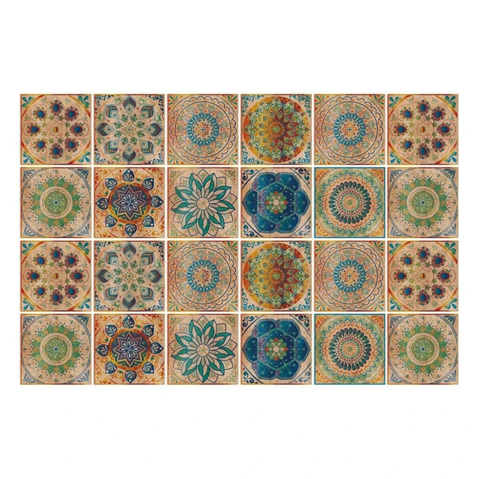 EJvkrbtx Mosaic Tile Wall Stickers 24pcs Bathroom Kitchen Multicolor 10x10cm 15x15cm