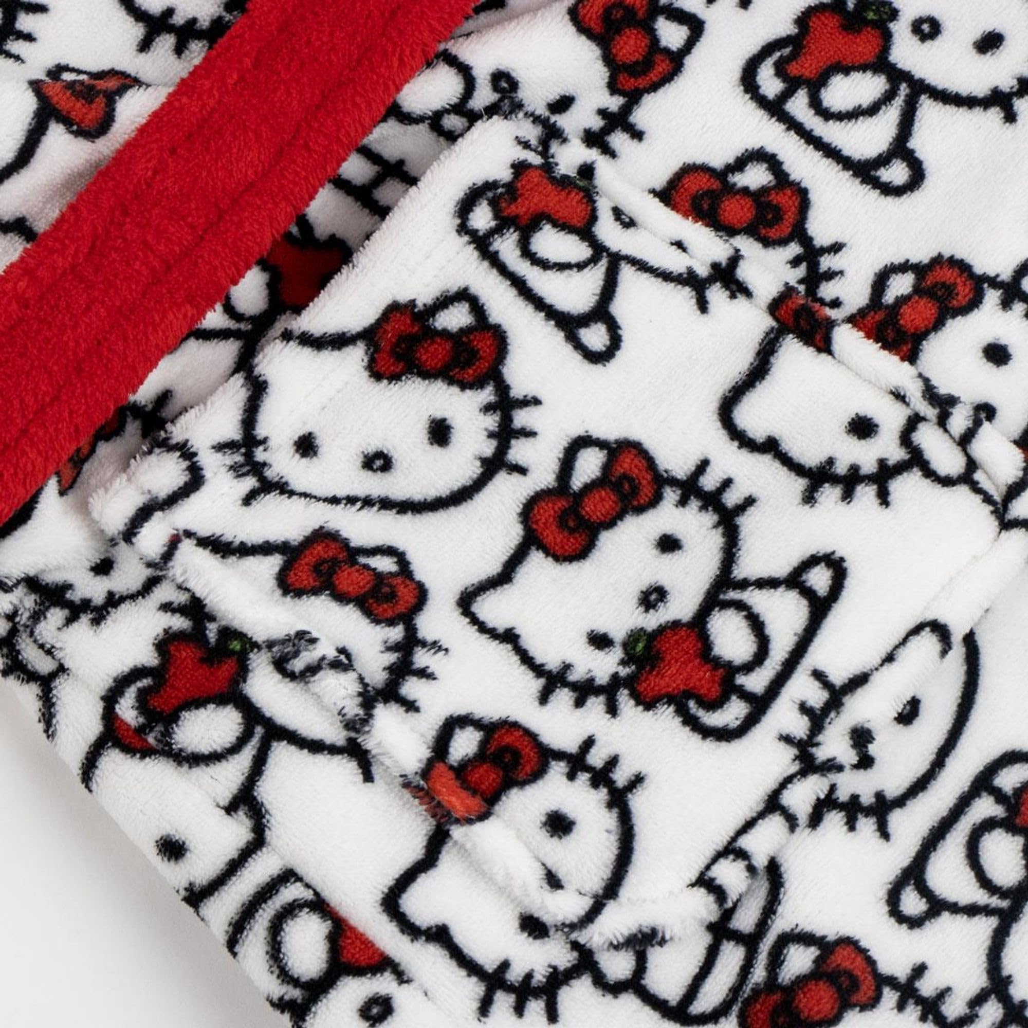 Batín Hello Kitty suave niños y niñas con capucha y cinturón – Bata casa Hello Kitty calentita y cómoda con tejido tipo polar y diseño oficial