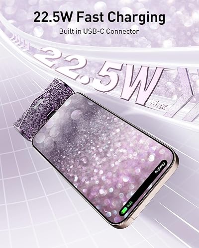 Miniatura 5 de iWALK Upgraded Sparkly Portable Charger 22.5W, 5000mAh Power Bank for iPhone 17/16/15 Series, Mini Battery Pack with Built-in USB-C Connector