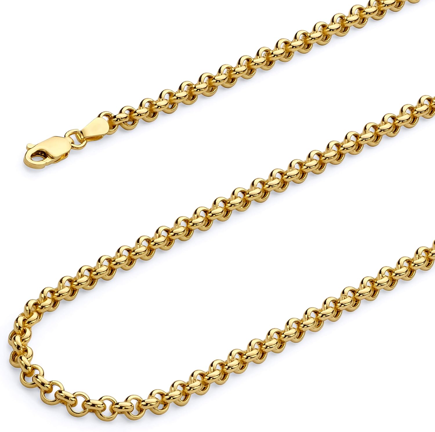 14k REAL Yellow OR White Gold Hollow 2.5mm Classic Rolo Chain Bracelet with Lobster Claw Clasp