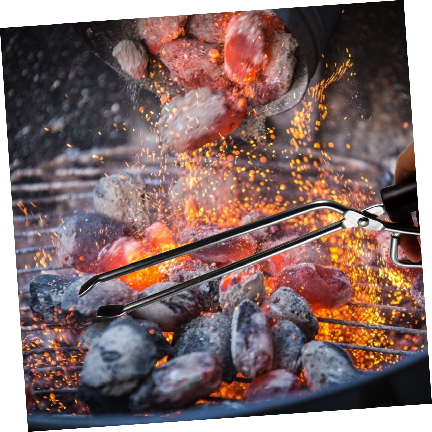 Pinzas para Carbón de Barbacoa Mango de Haya Maciza, 1