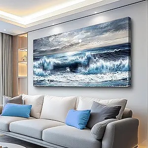 ERQINHUA Large Canvas Wall Art For Living Room Restaurant Wall Decor For Bedroom Marine Landscape Paintings Office Wall Prints Pictures Artwork Ready To Hang Hotel Room Home Decoration 24"x48"