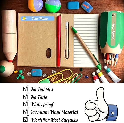 Miniatura 3 de 100 etiquetas de nombre personalizadas para niños, suministros escolares, calcomanías de nombre personalizadas para niños, impermeables, para