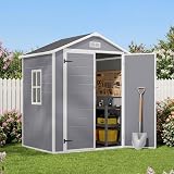Xbro Casetta da Giardino Grande 171x124x210 cm, Capanno Attrezzi in Resina HDPE con Pavimento, Doppia Porta e Finestra, Impermeabile e Ventilata, Box Esterno Grigio - 8