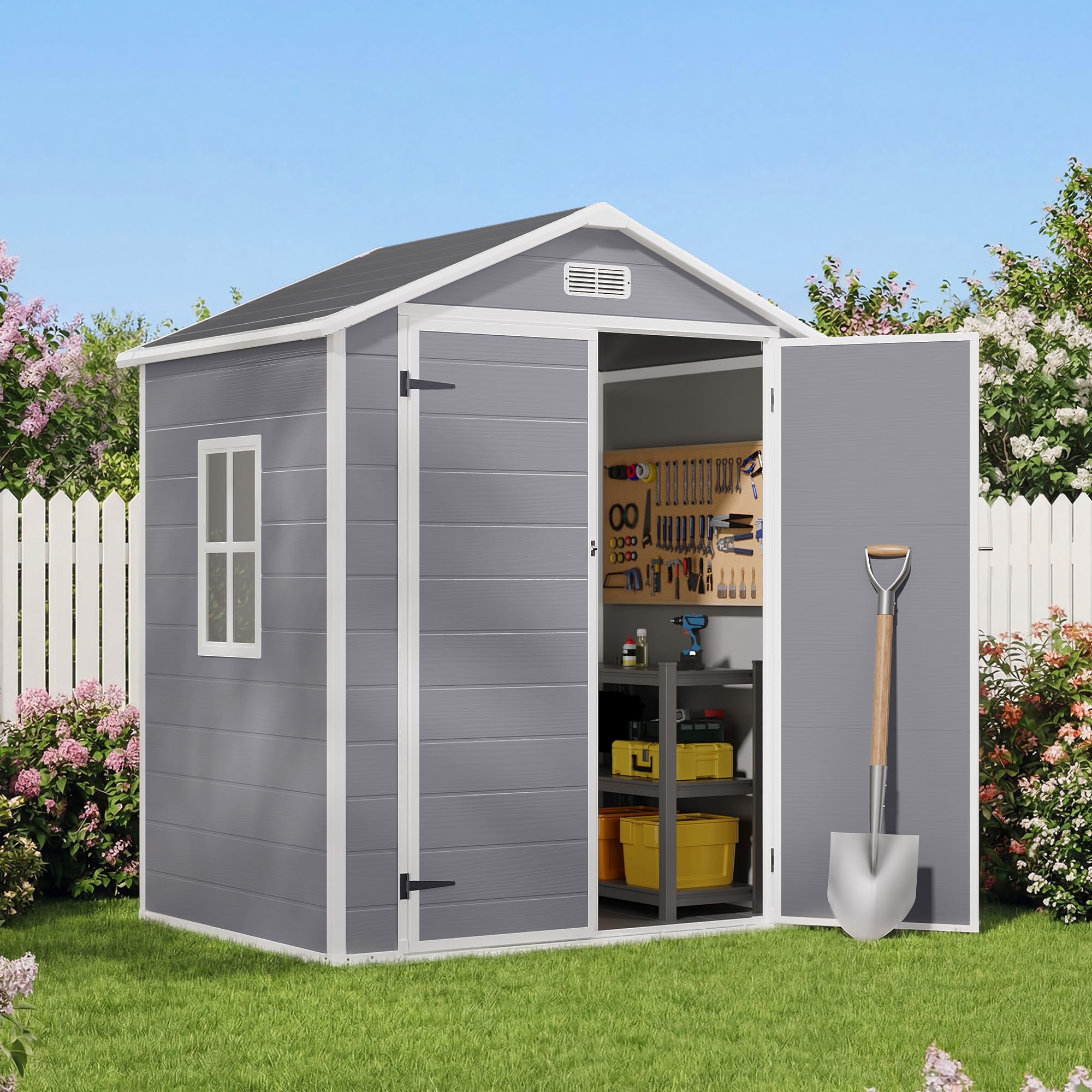 Xbro Casetta da Giardino Grande 171x124x210 cm Capanno Attrezzi Resina HDPE Impermeabile Grigio