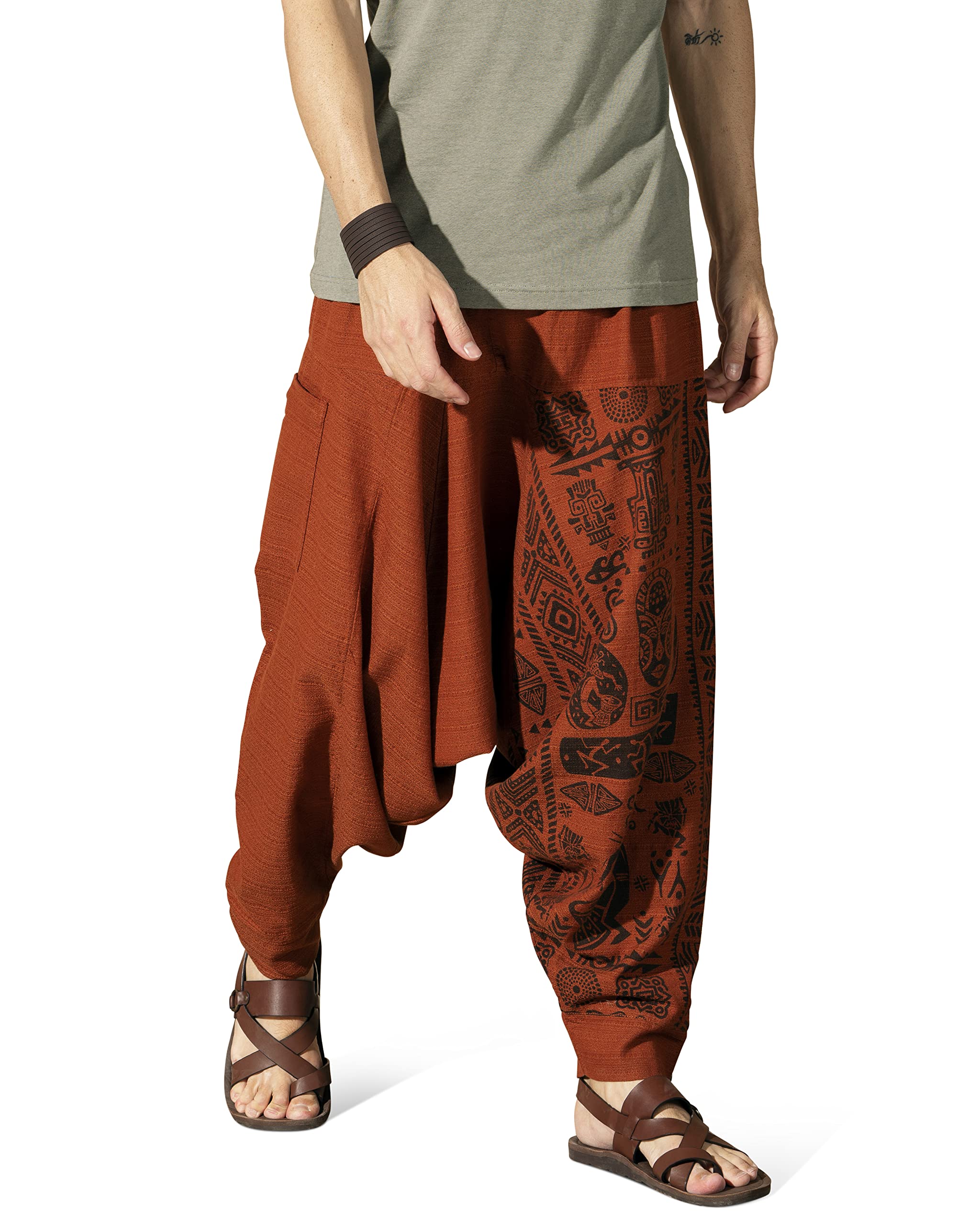 The Veshti CompanyMen's Harem Pants with Pocket for Dance, Boho Hippie Cotton Oversized Tribal Asian Style Outfit for Men