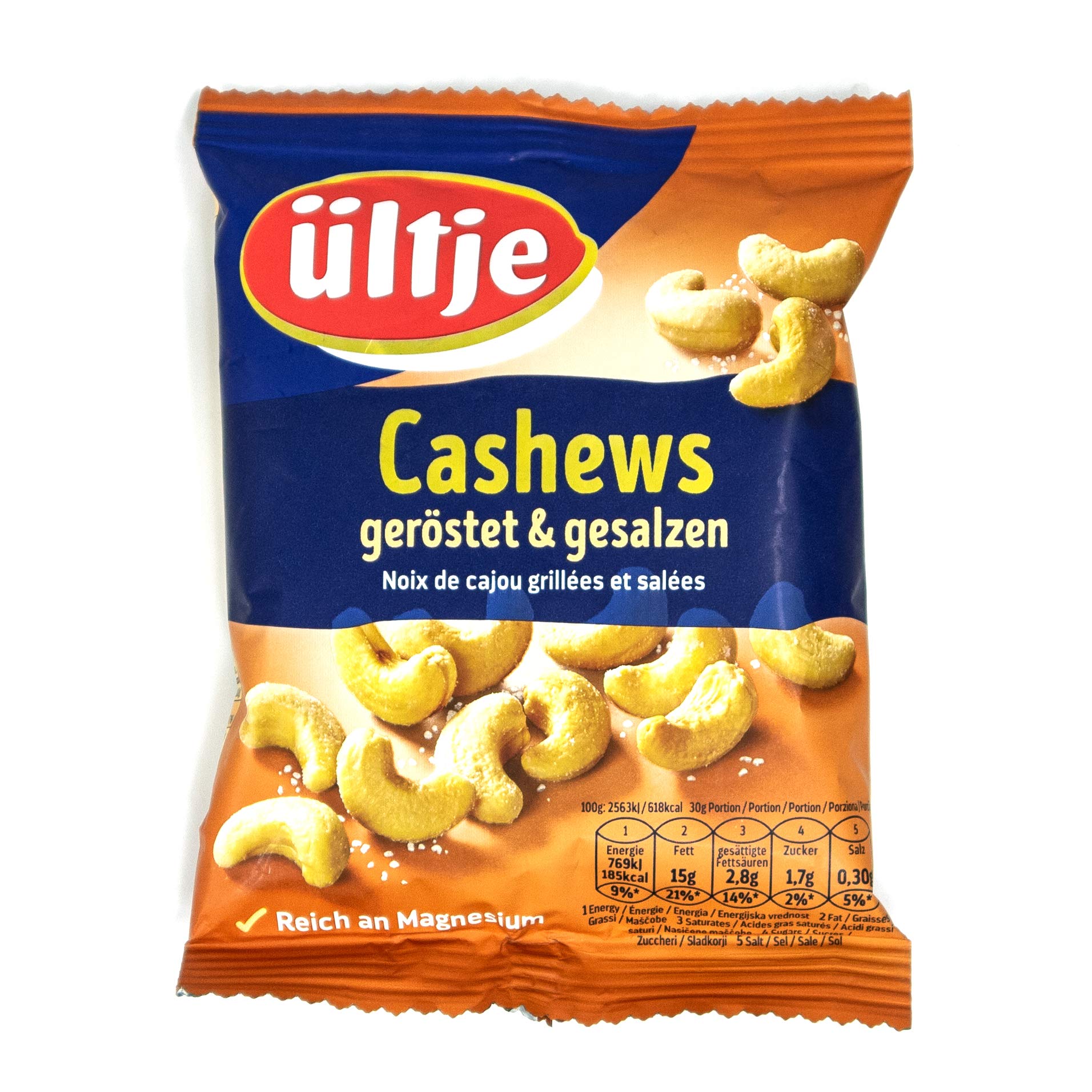 ültje - 12er Pack Cashews geröstet und gesalzen 150 g Packung - Cashewkerne Cashew süßlich mildes Aroma