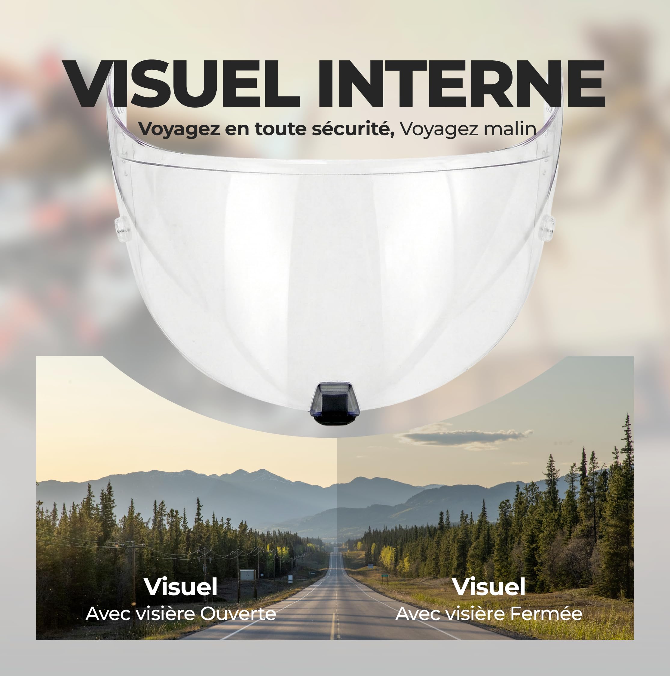 Visière Compatible avec Scorpion Exo 520-1400 - 391 - R1 Air (Transparent) | KDF16-1 convient également aux variantes Carbon, Evo, Evo II, Smart, compatible avec lentille antibuée d'origine